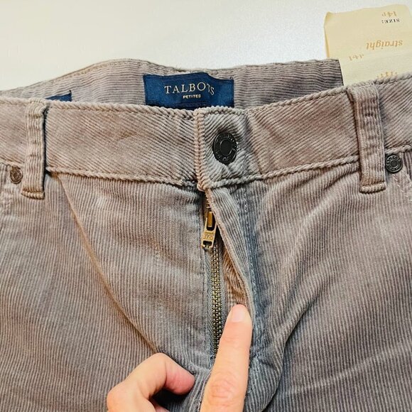 NWT Talbots Pant Trouser Corduroy Heritage Straight Leg Taupe Brown Petite Class - Picture 4 of 14